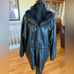 Izzi Black Leather Hooded Jacket